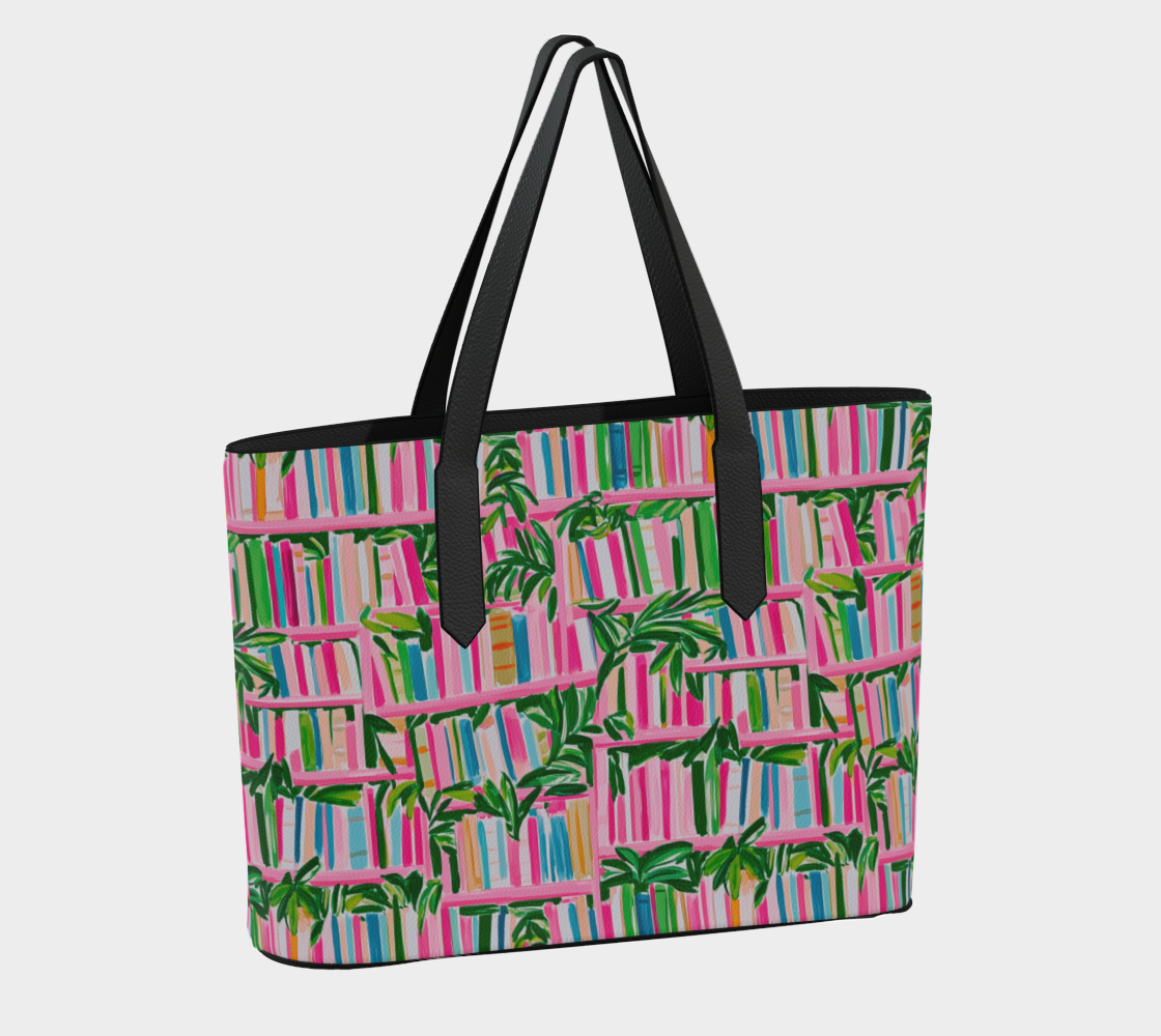 Pink Book Case Vegan Leather Tote