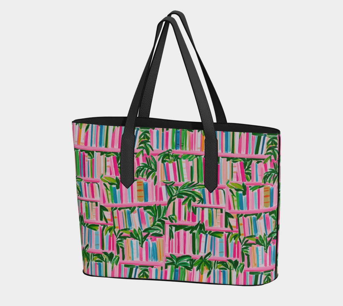 Pink Book Case Vegan Leather Tote