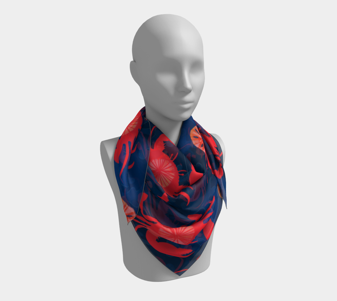 Crab and Sand Dollar Square Scarf