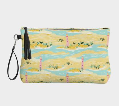 Lighthouse Land and Water Vegan Leather Makeup Bag