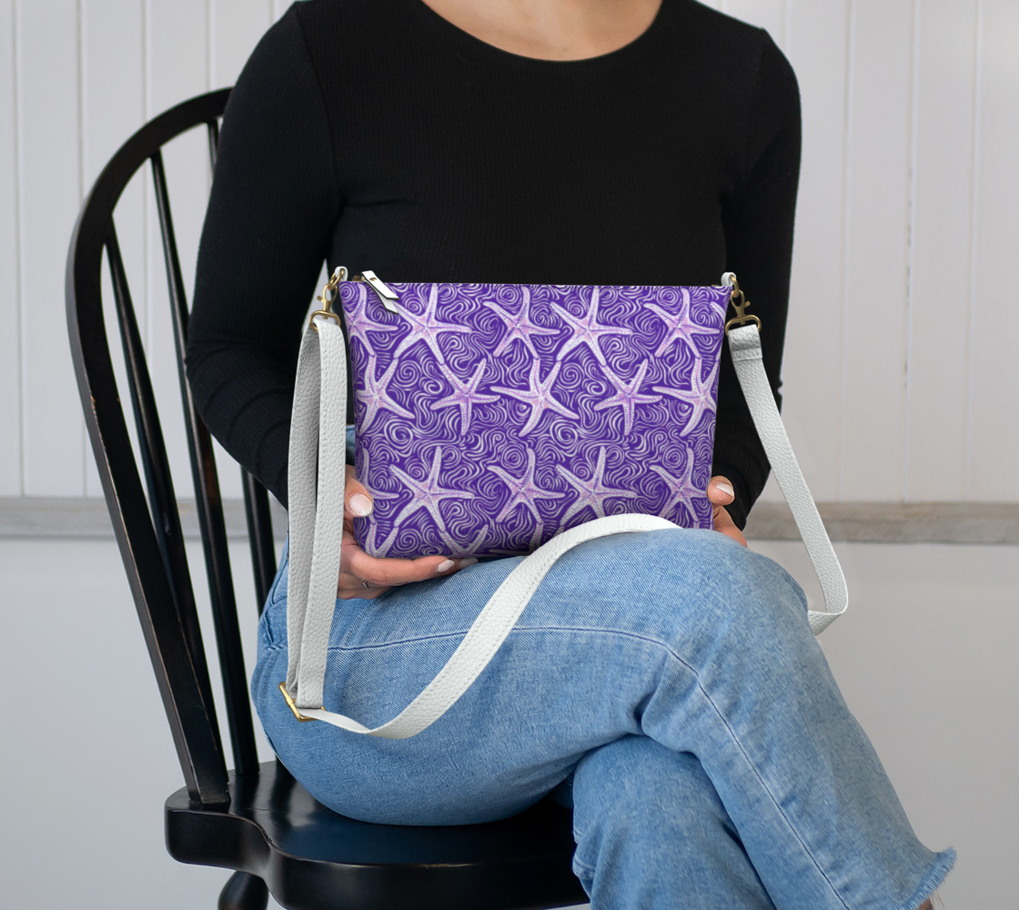 Purple Starfish Vegan Leather Tote Bag 1000