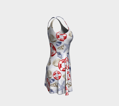 Nautical Watercolor Flare Dress