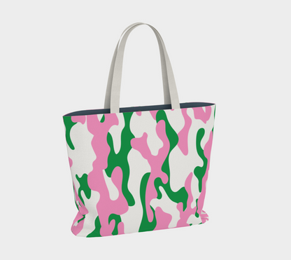 Pink Green Camo  Large Tote Bag