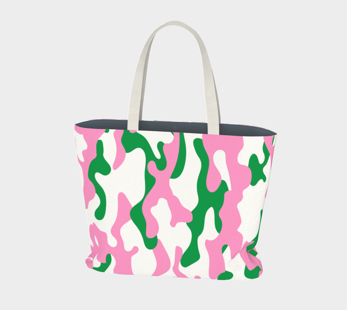Pink Green Camo  Large Tote Bag