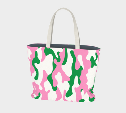 Pink Green Camo  Large Tote Bag