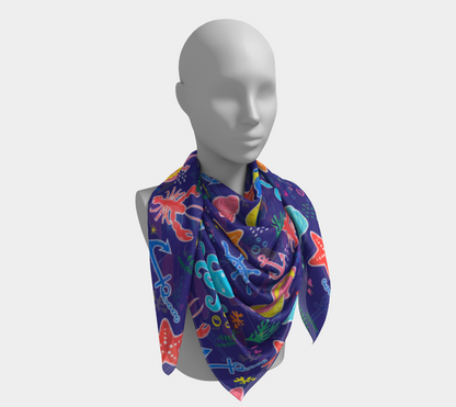 Royal Blue Under the Sea Square Scarf 171