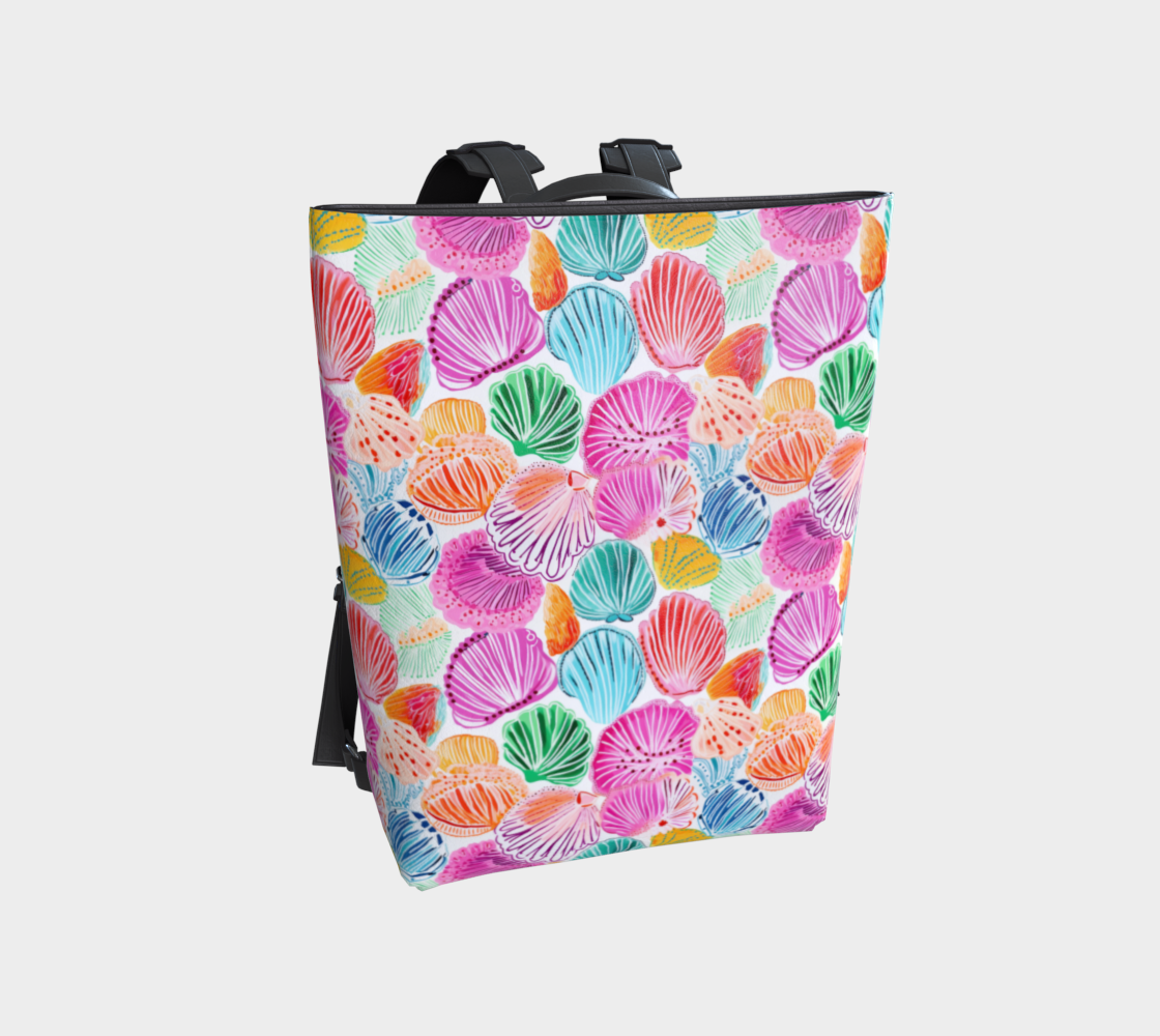 Colorful Shells Vegan Leather Back Pack Black
