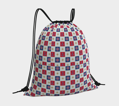 Anchor and Compass Cubes Drawstring Bag