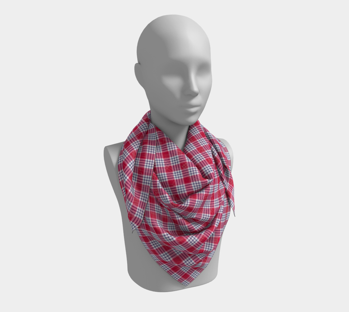 Red and Blue Plaid Square Scarf