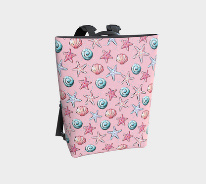 Pink Shells Vegan Leather Backpack