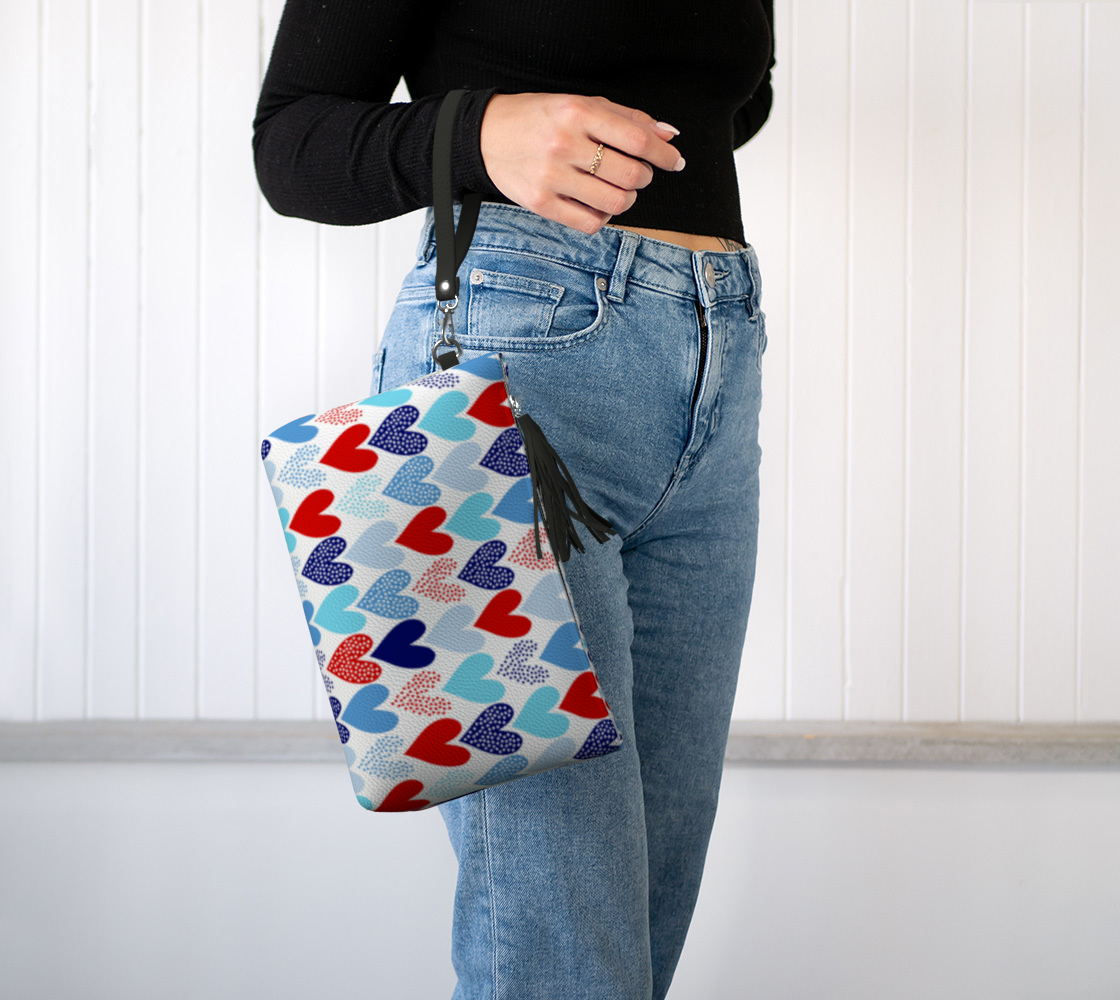 Nautical Hearts Leather Makeup Bag