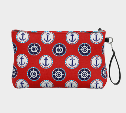 Red with Circles Vegan Leather 288 Makeup Bag