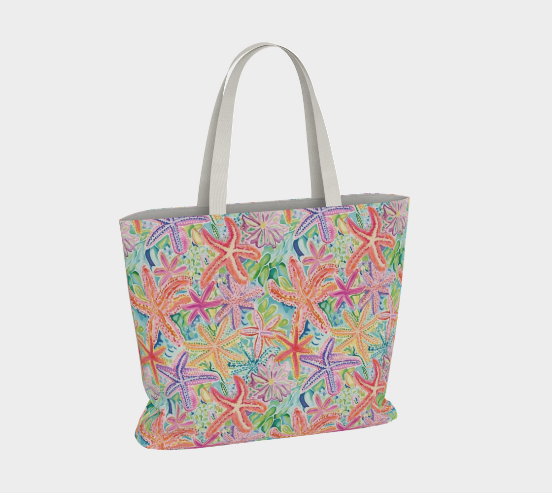Multi Colored Starfish Large Tote Bag