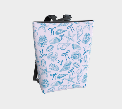 Summer Coquette Bow and Shells Vegan Leather Backpack 375