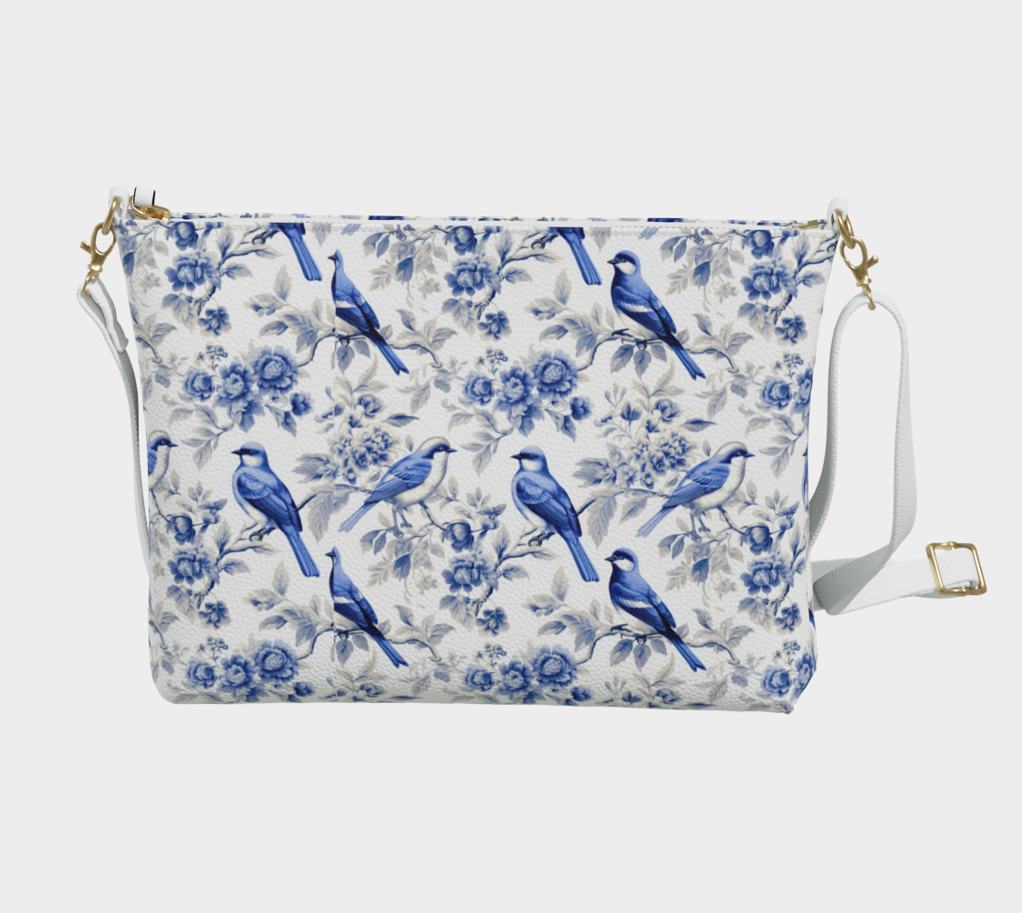 Bird Toile Vegan Leather Crossbody Purse