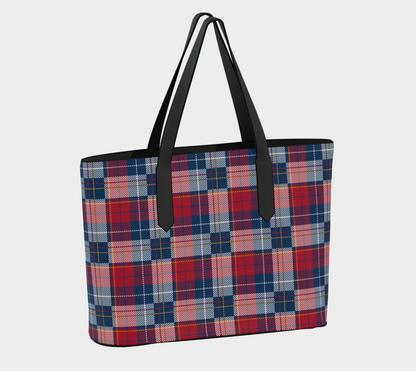 My Red/Blue Pattern Leather Tote Bag