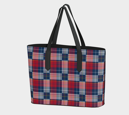 My Red/Blue Pattern Leather Tote Bag