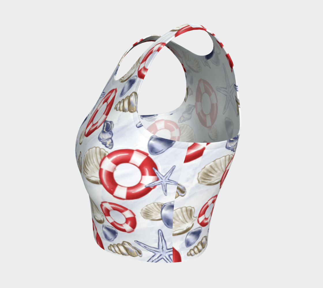 Nautical Watercolor Athletic Crop Top