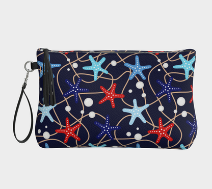 Starfish and Pearls Vegan Leather Makeup Bag