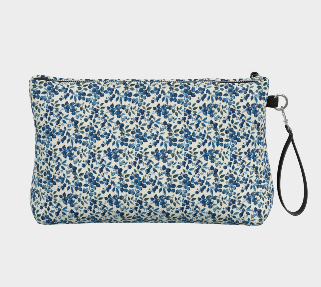 Blueberries Vegan Leather Makeup Bag