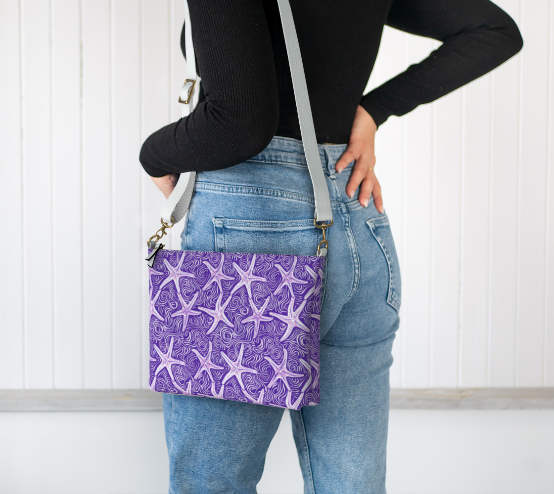 Purple Starfish Vegan Leather Tote Bag 1000