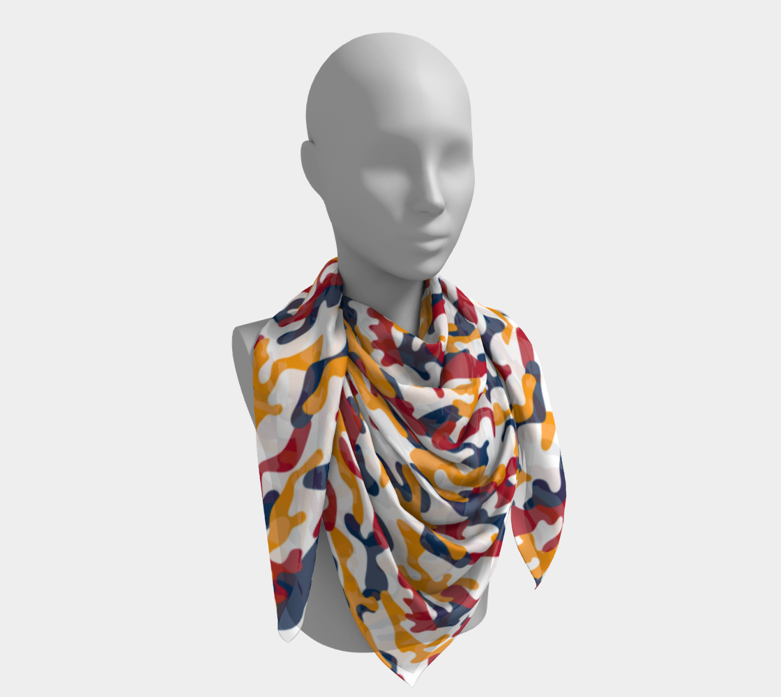 Blk back Red, Yellow, Green Camo Square Scarf