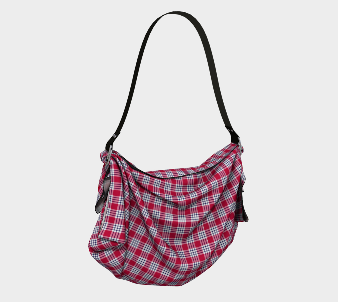 Red and Blue Plaid Origami Tote
