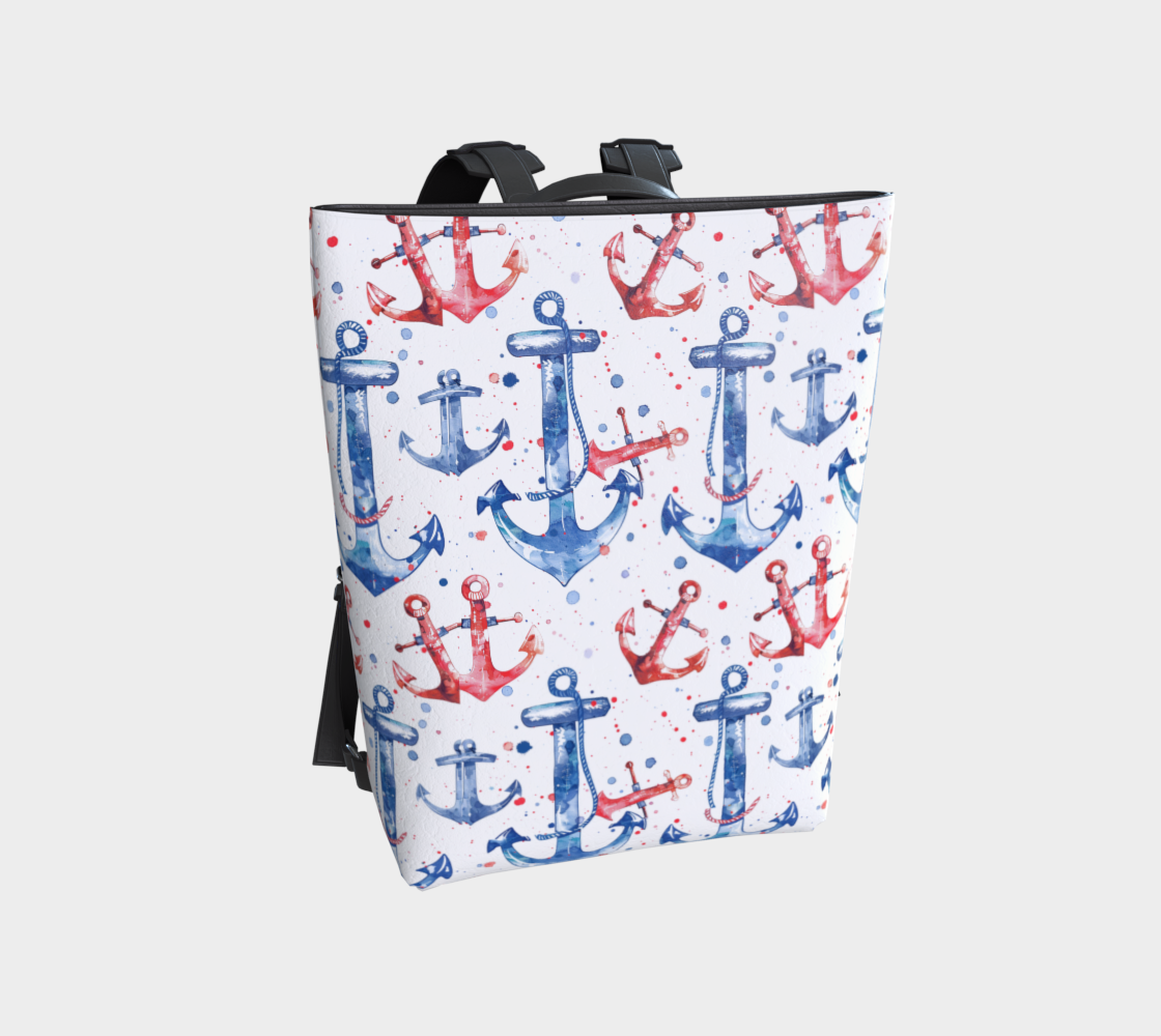 Blue, double red Anchor Vegan Backpack