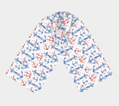 Blue, double red Long Scarf