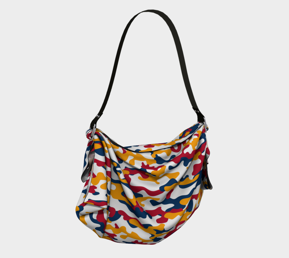 Blk back Red, Yellow, Green Camo 2 Origami Tote