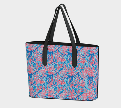 Sea Coral Vegan Leather Tote Bag