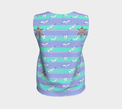Blue/Lavender Stripes Loose Tank Top