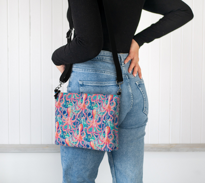 octopus vegan leather crossbody purse