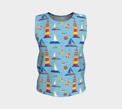 Cute Lighthouse Ocean Loose Tank top