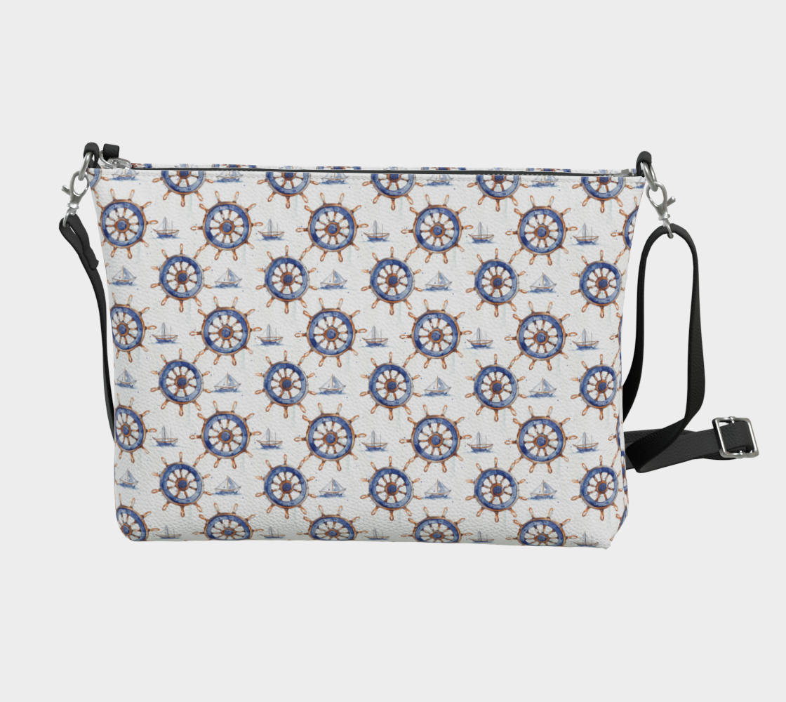Captain's Wheel Vegan Leather Crossbody Purse