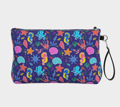 Royal Blue Under the Sea Vegan Leather Crossbody Purse 939