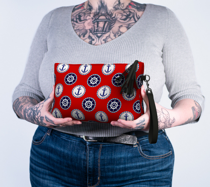 Red with Circles Vegan Leather 288 Makeup Bag