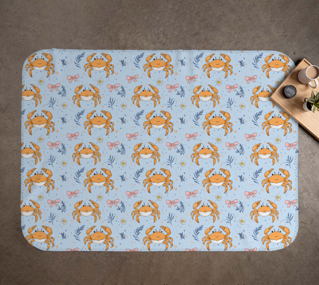 Blue with Crabs and Bows 212 Blanket