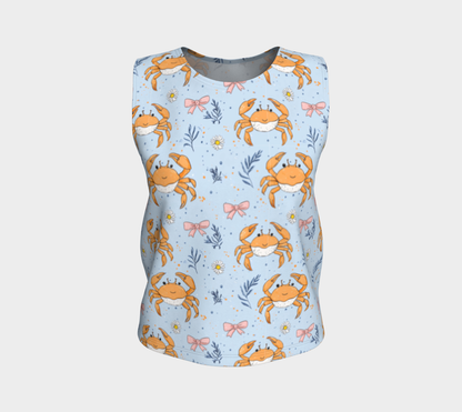 Blue with Crabs and Bows 443 Loose Tank Top