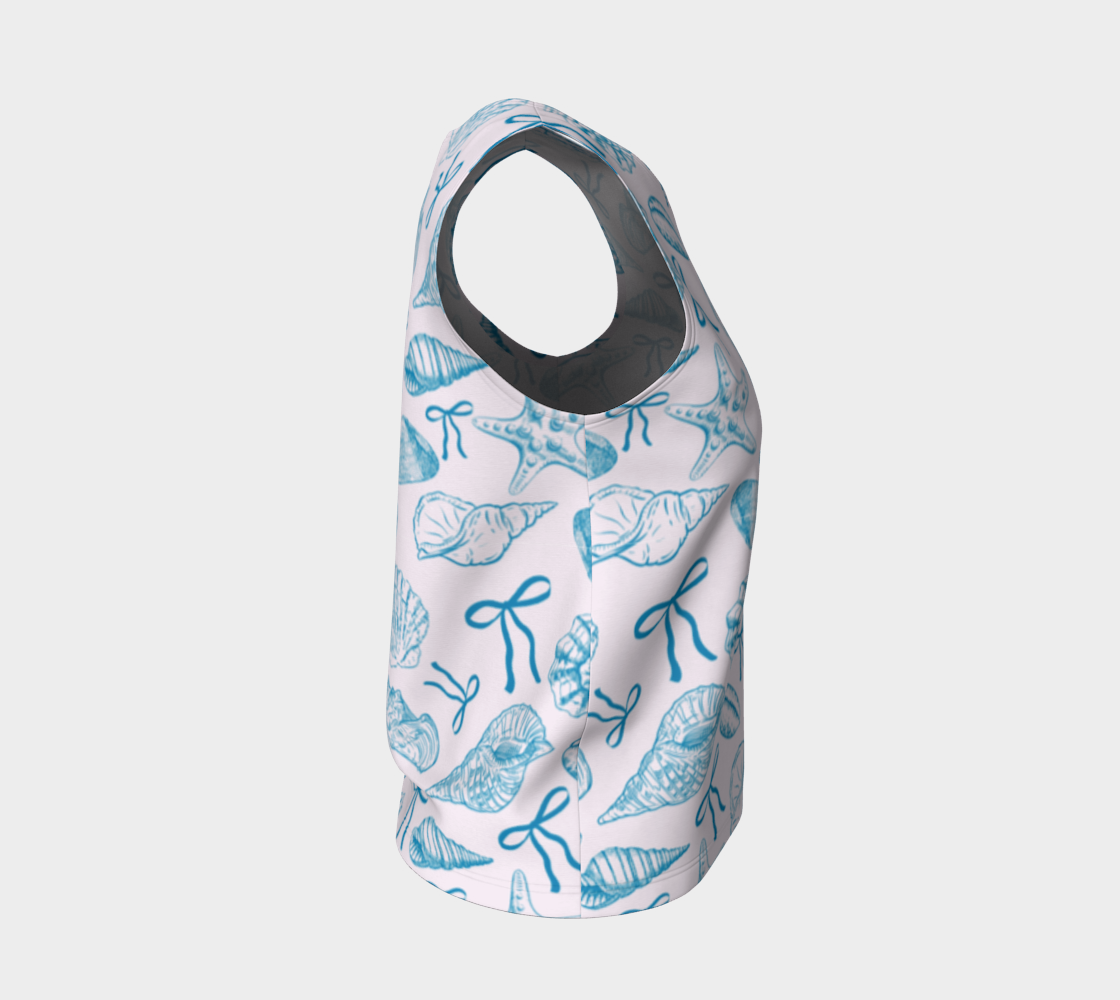 Blue Croquette with Shells Loose Tank Top