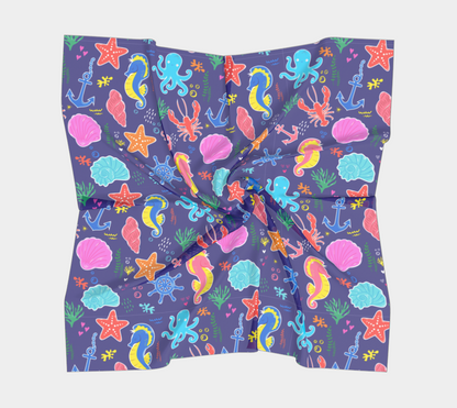 Royal Blue Under the Sea Square Scarf 171