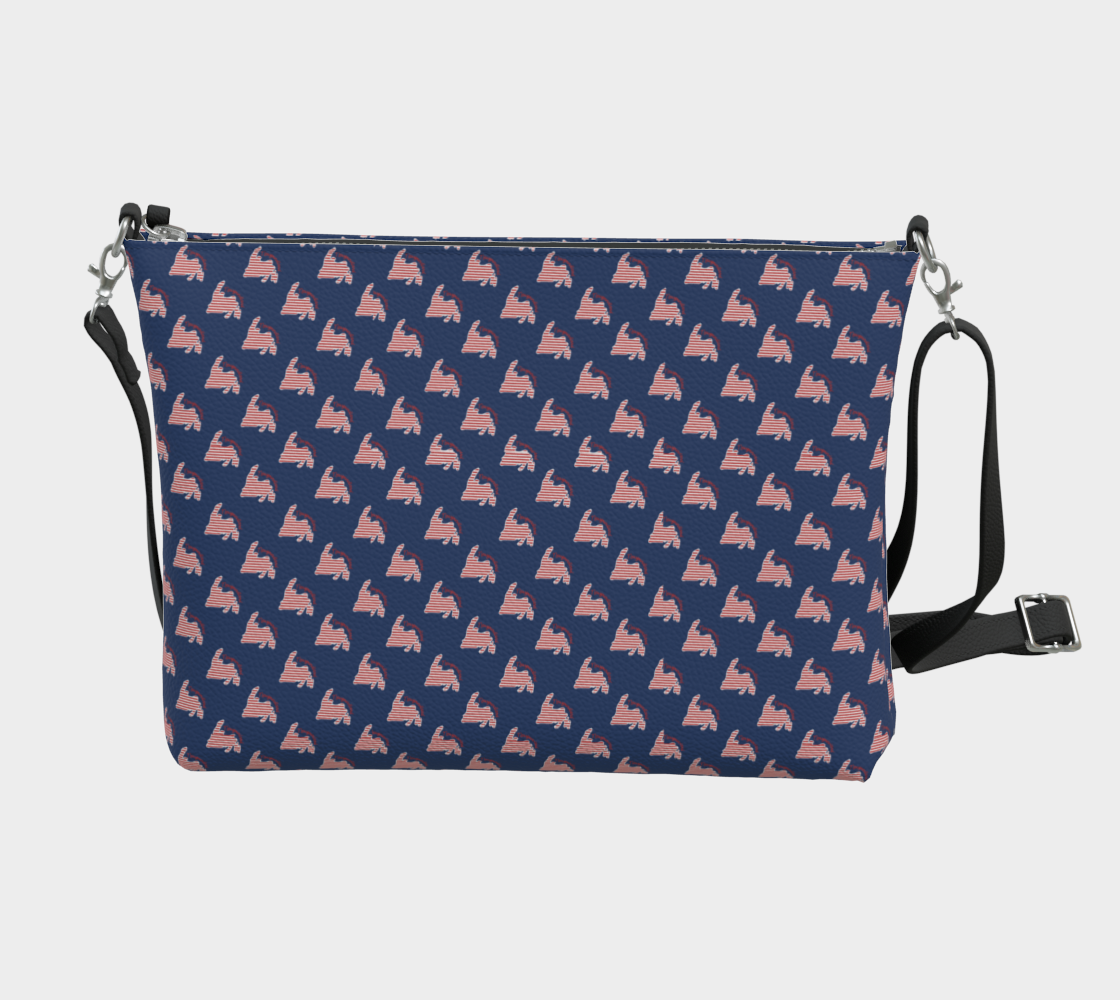804  Navy w/ Red Striped NL Vegan Leather Crossbody Purse