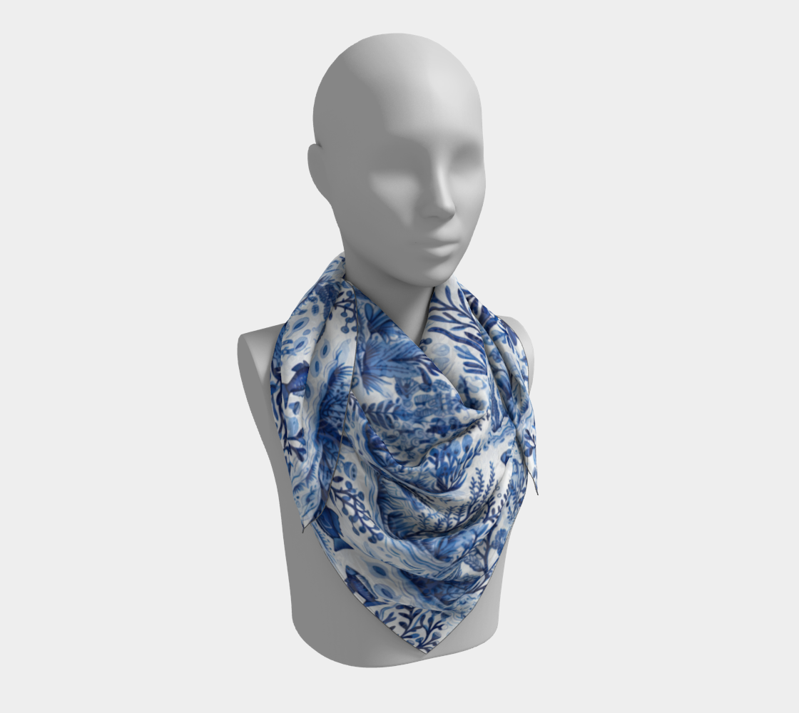 Blue Toile Square Scarf