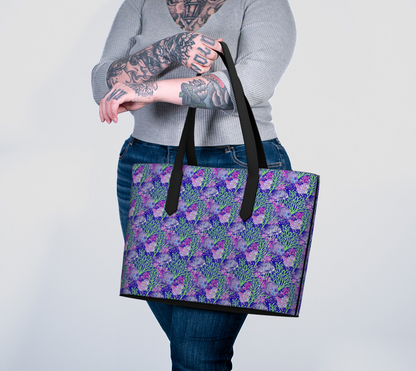 Fish in Green Coral Vegan Leather Tote Bag