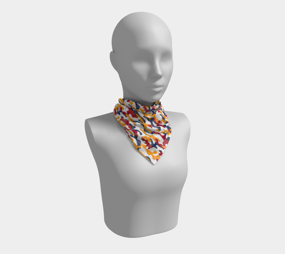 Blk back Red, Yellow, Green Camo Square Scarf