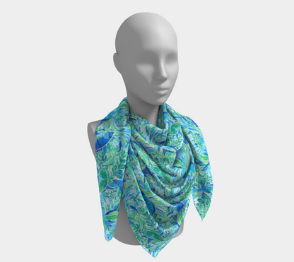 351 adjusted blue fish square scarf