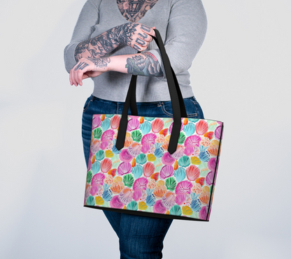 Colorful Shells Vegan Leather Tote Bag