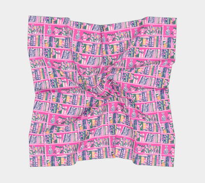 Pink Bookshelf Square Scarf
