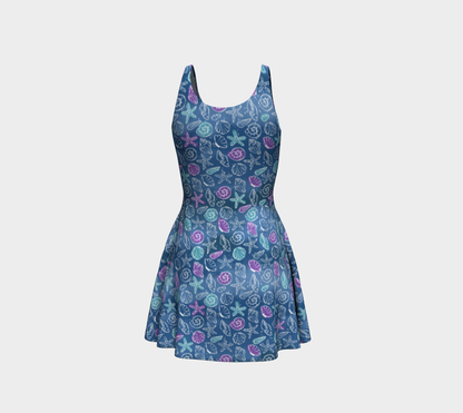 Blue Shells Flare Dress