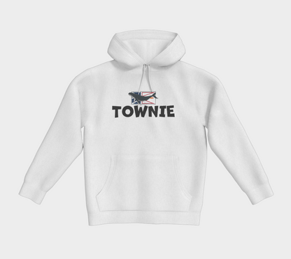 Townie Whale on Flag on White Hoodie